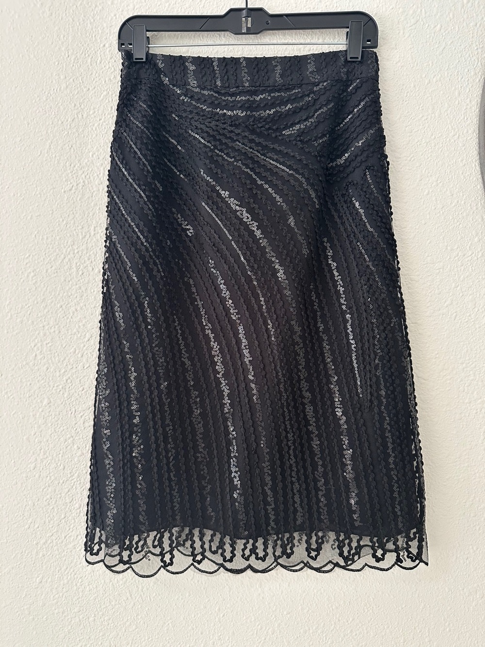 Black Sequin Midi Skirt - Elegant Women's Skirt - Picture 4 of 6